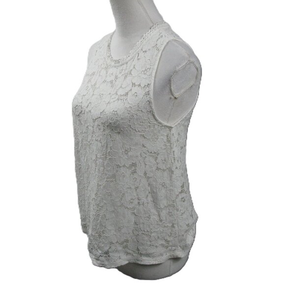 Elodie White Lace Semi-Sheer Tank Blouse Size Medium - Picture 3 of 6
